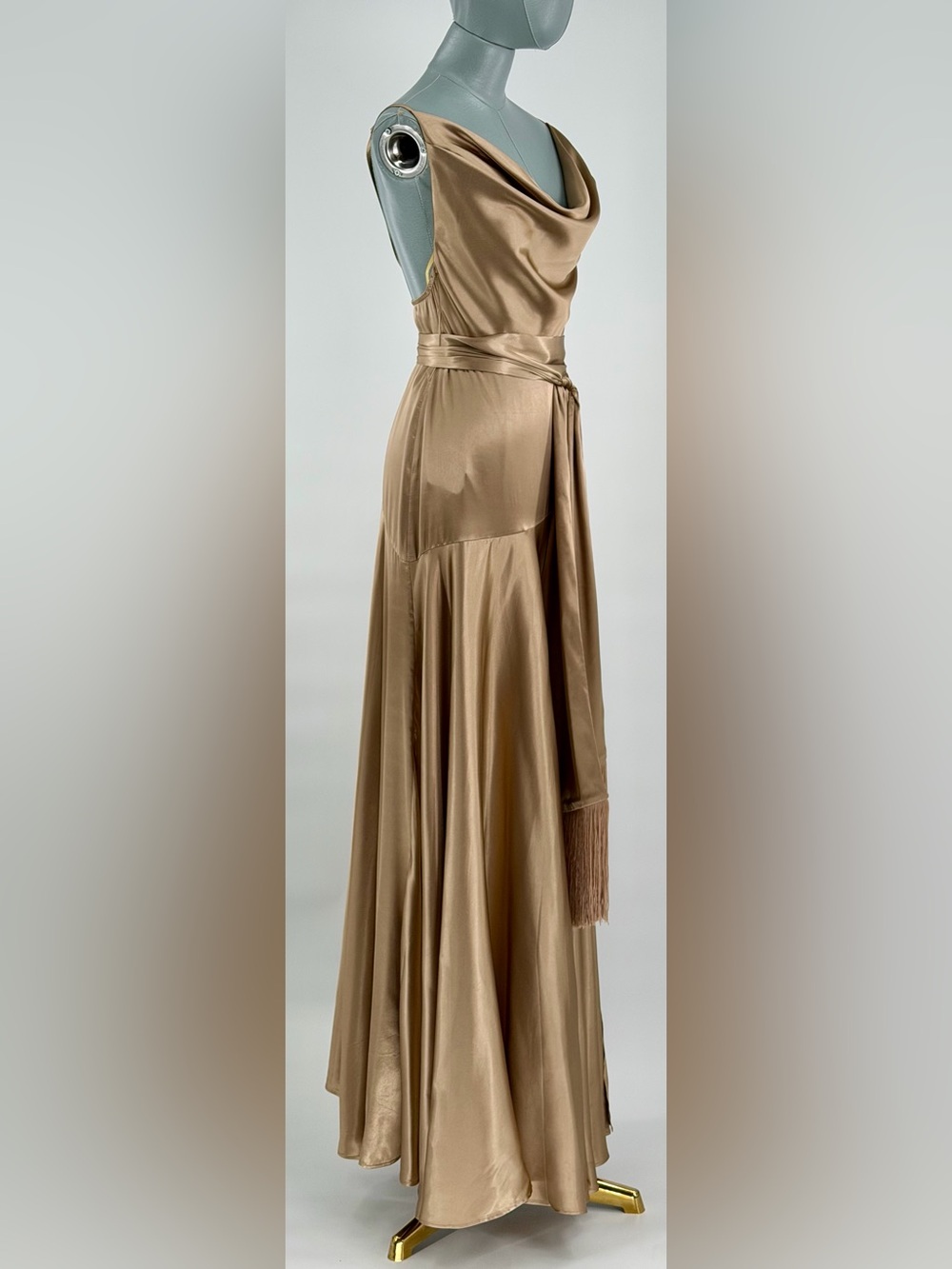 🆕 BRONX & BANCO 🧿 NWOT Leo Caramel Silk-Blend Maxi Dress, Sz S US 4 - Picture 5 of 12